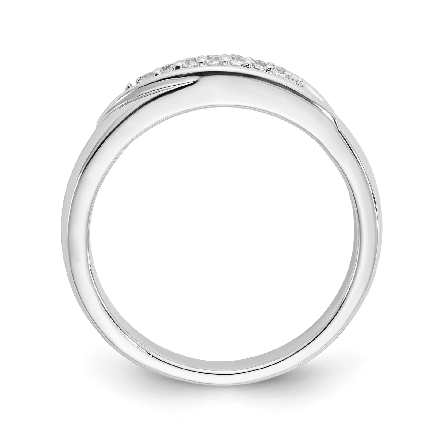 14K White Gold Complete Diamond Trio Men's Wedding Band