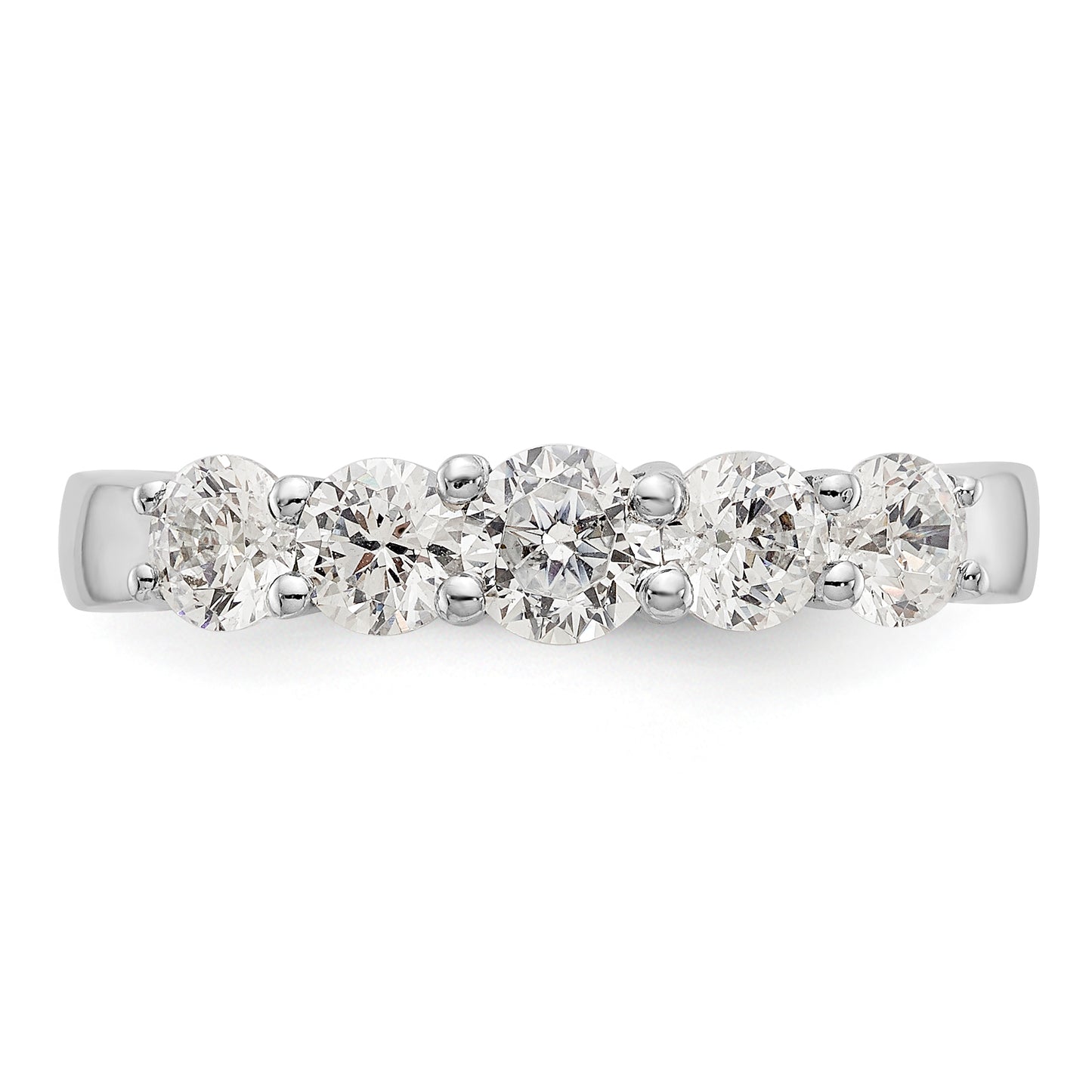 14K White Gold 5 Stone Simulated Diamond Band