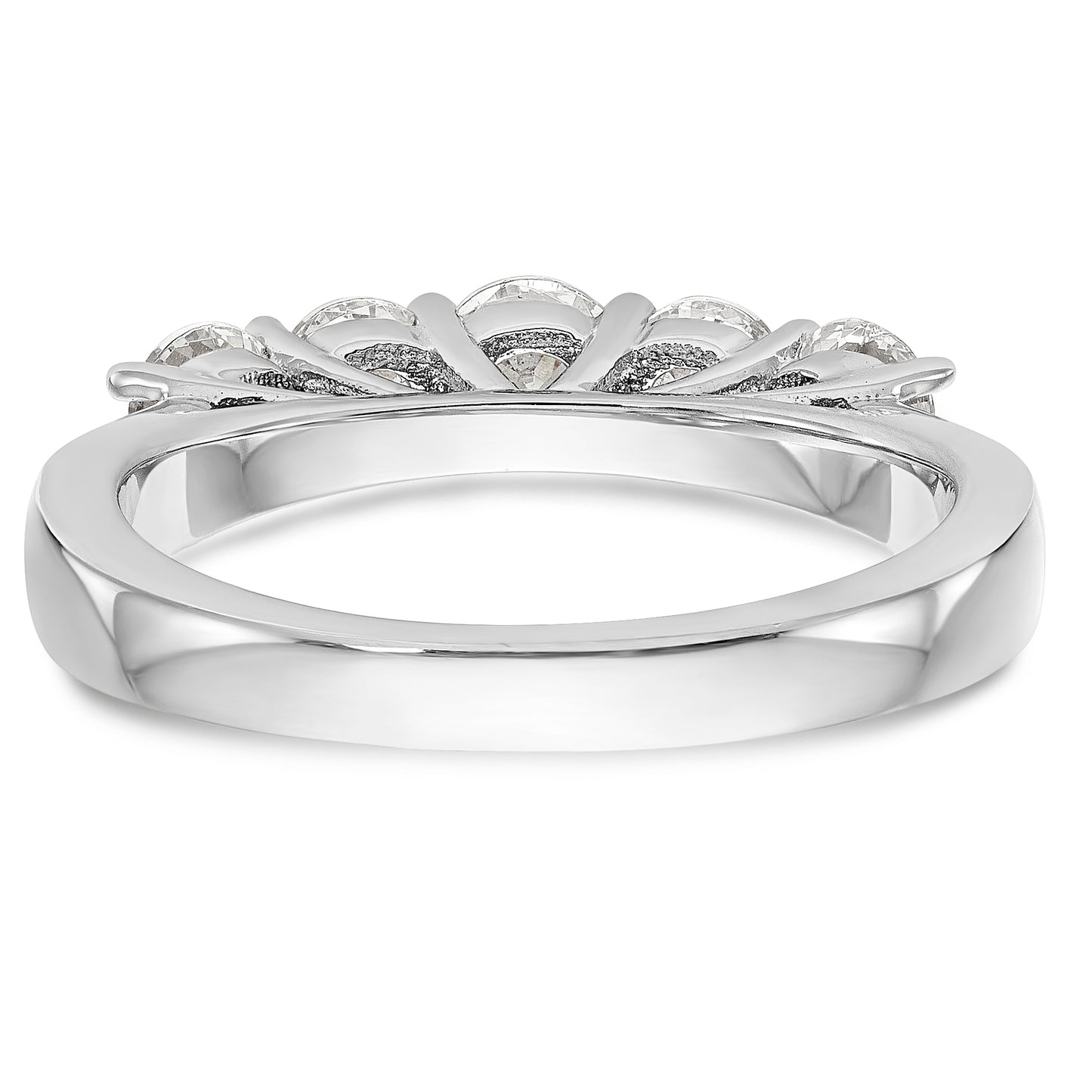 14K White Gold 5 Stone Simulated Diamond Band