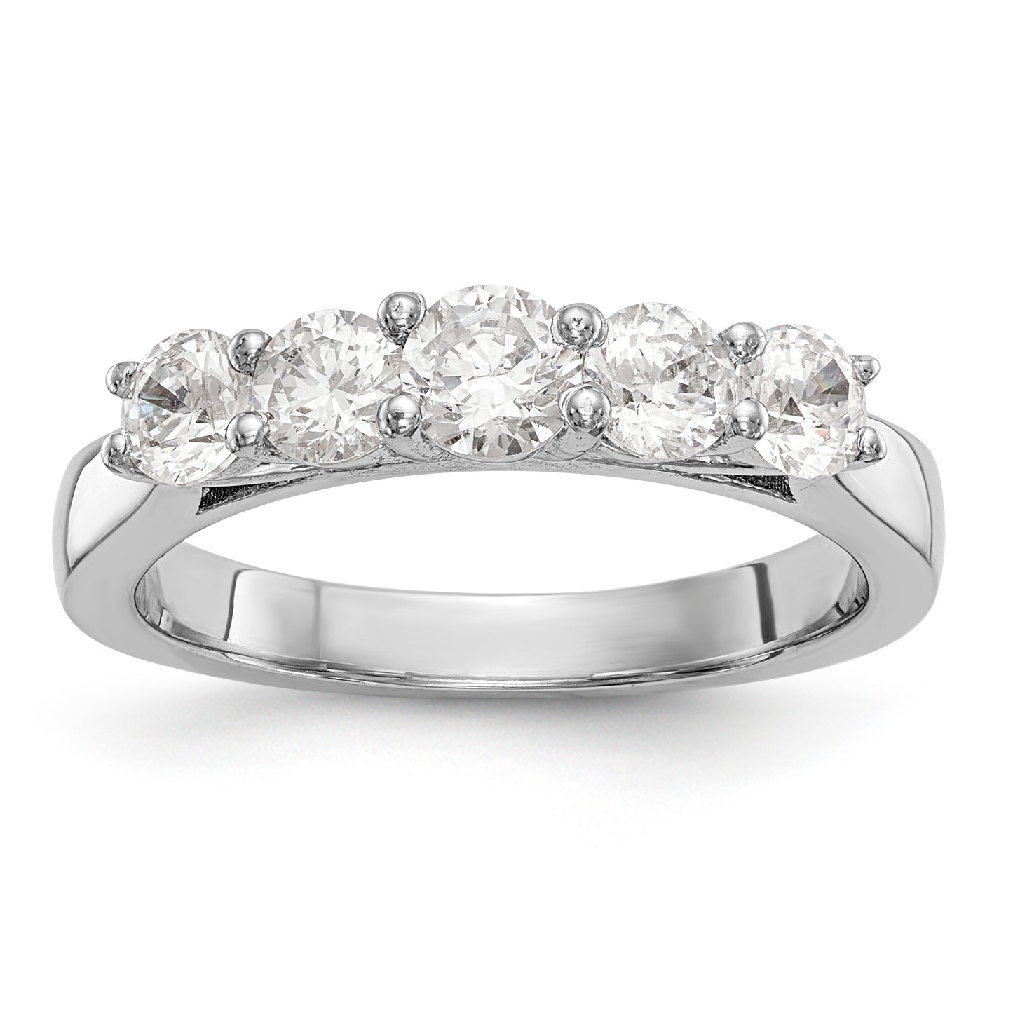 14K White Gold 5 Stone Simulated Diamond Band