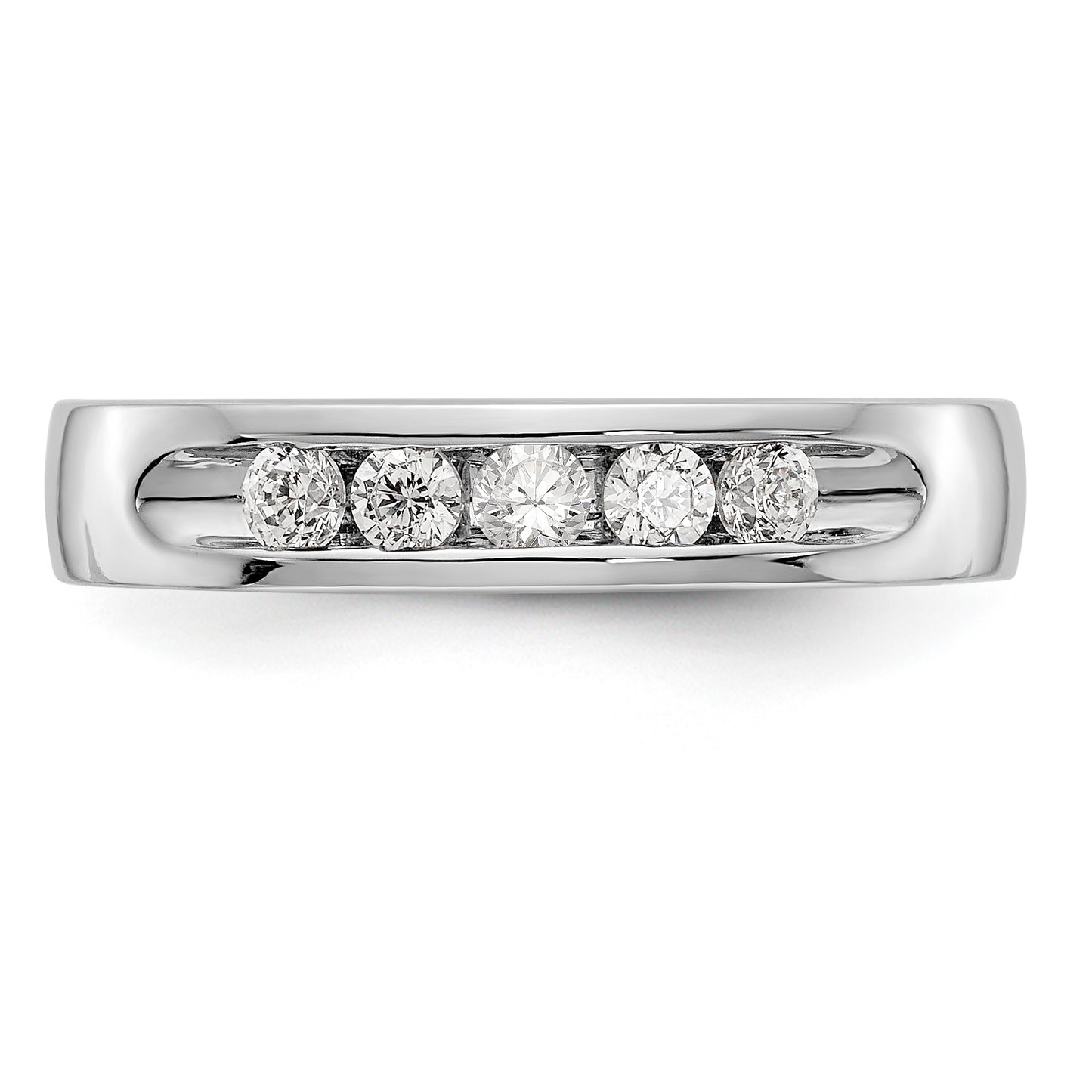 14K White Gold 5 Stone Diamond Channel Band