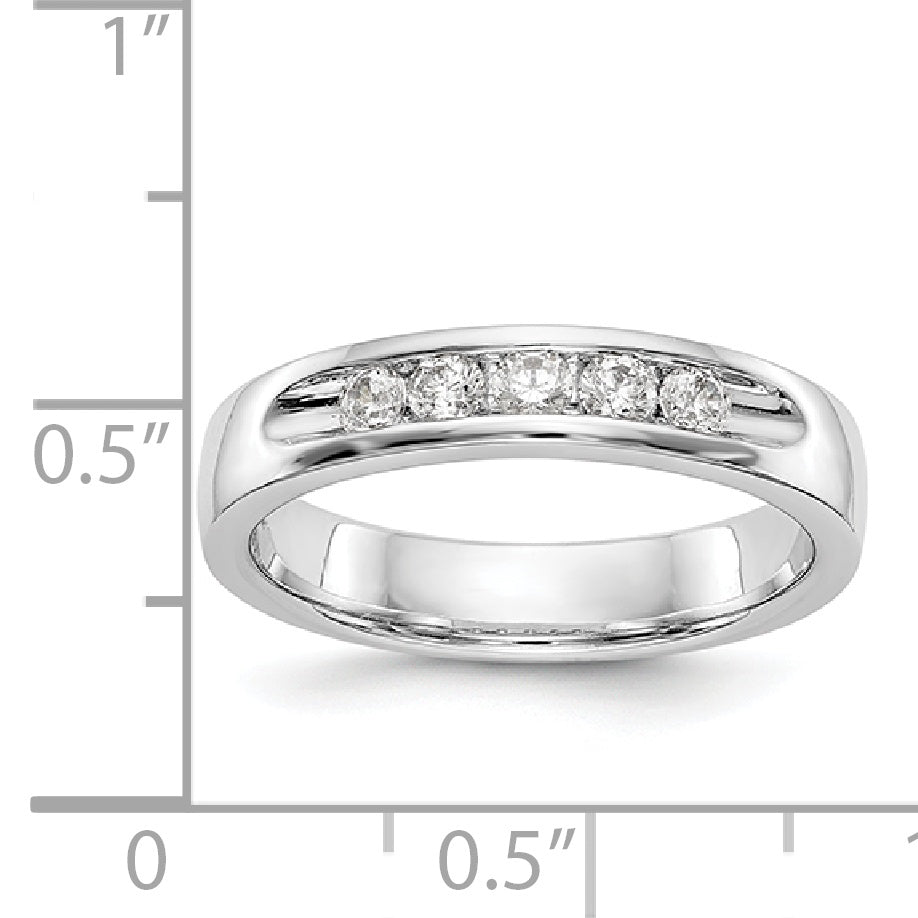 14K White Gold 5 Stone Diamond Channel Band