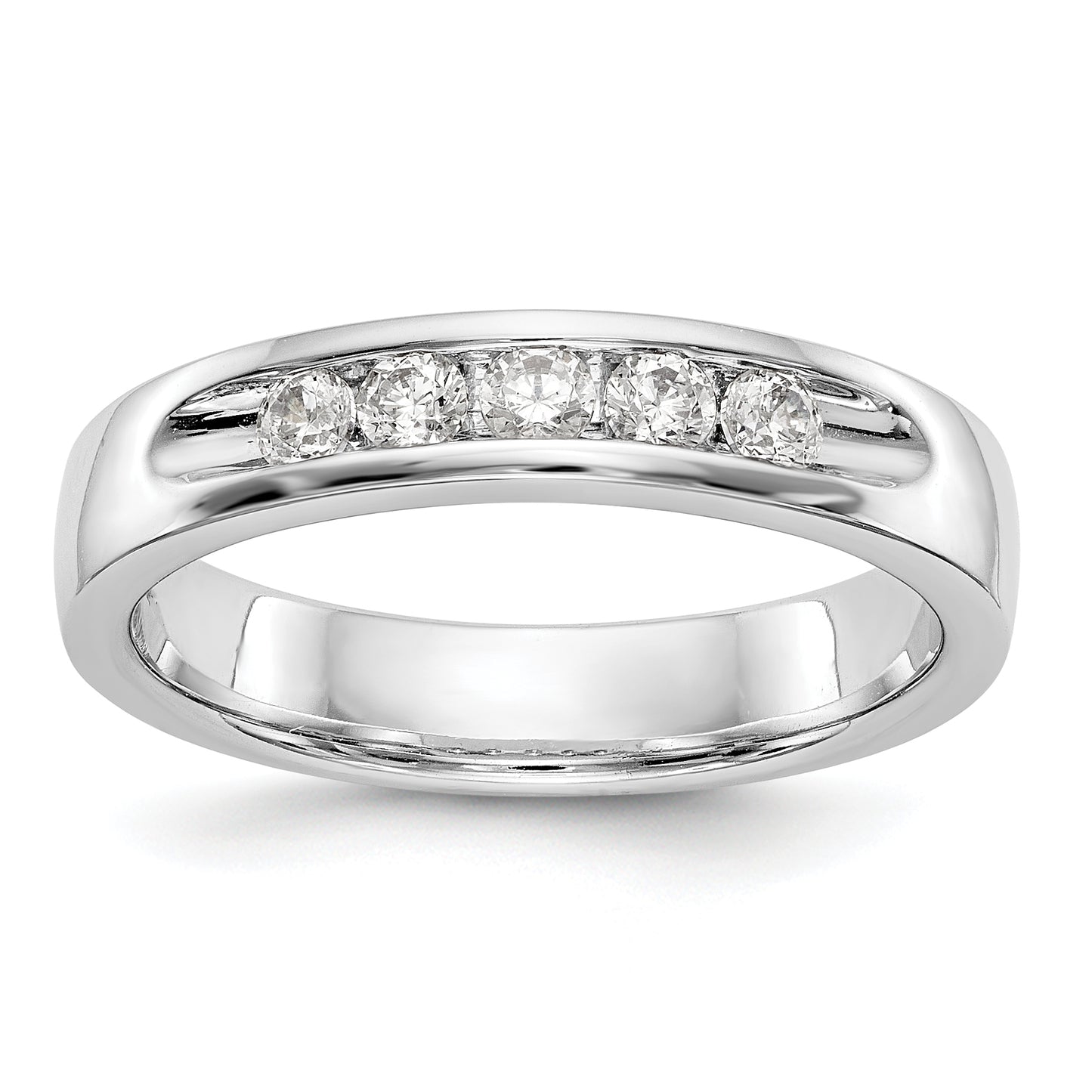 14K White Gold 5 Stone Diamond Channel Band