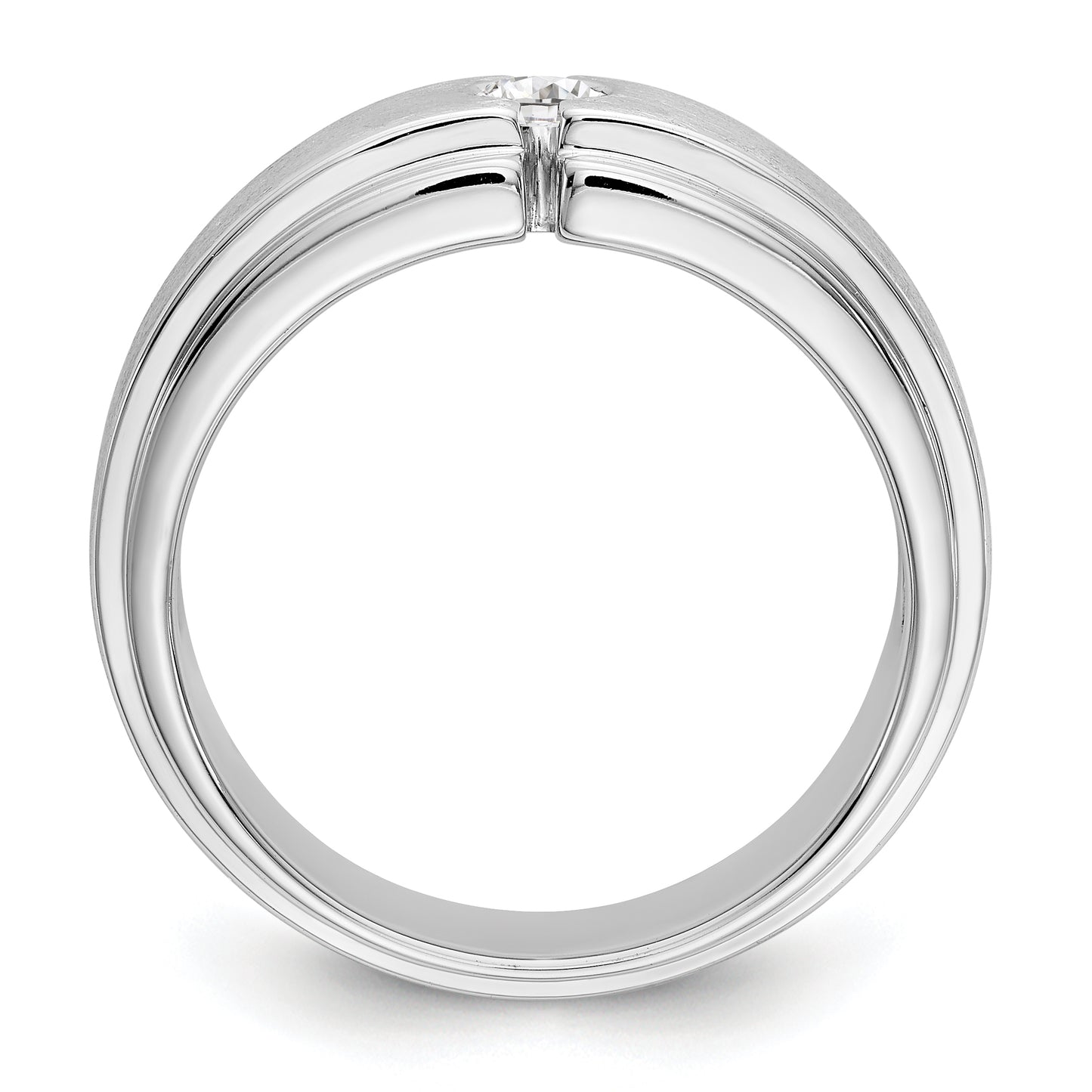 14K White Gold Diamond Men's Band