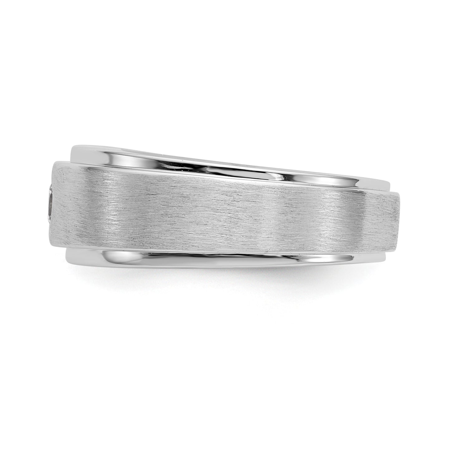 14K White Gold Diamond Men's Band