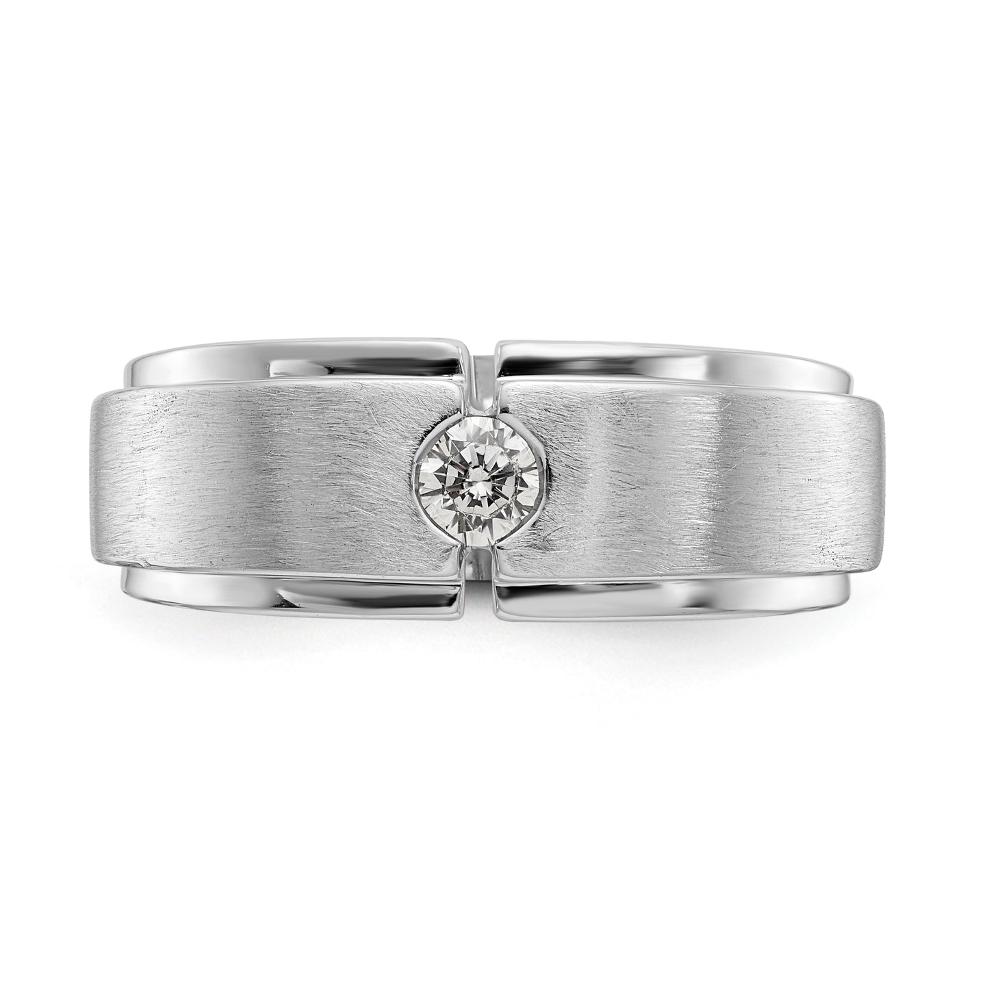 14K White Gold Diamond Men's Band