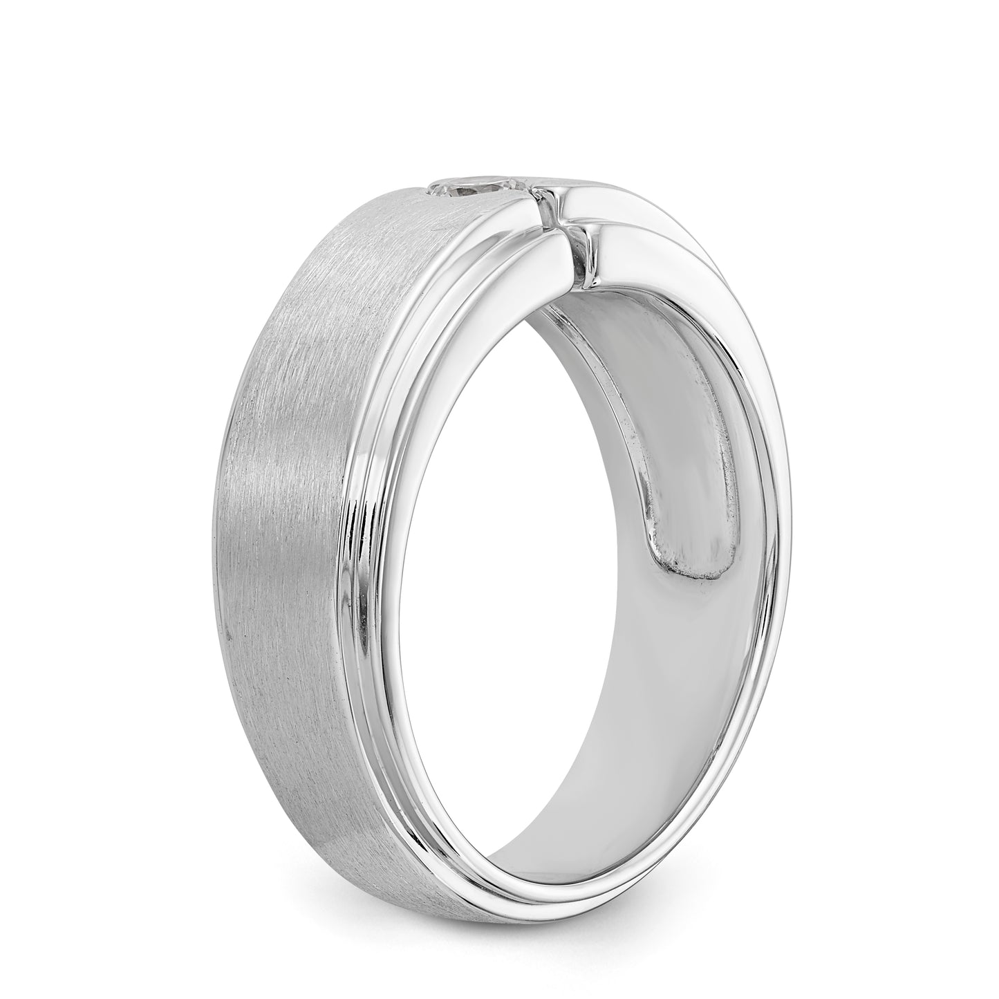 14K White Gold Diamond Men's Band