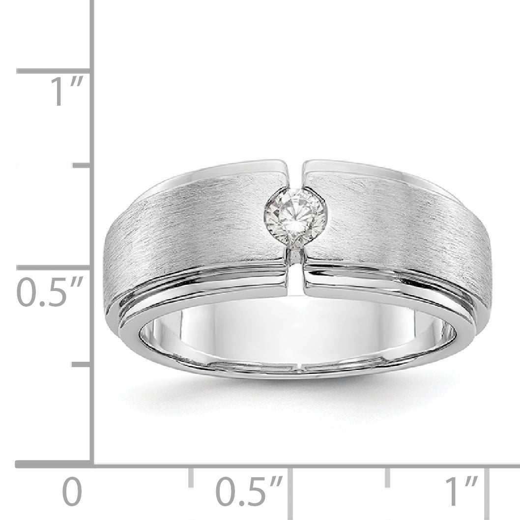 14K White Gold Diamond Men's Band