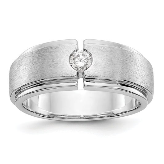 14K White Gold Diamond Men's Band