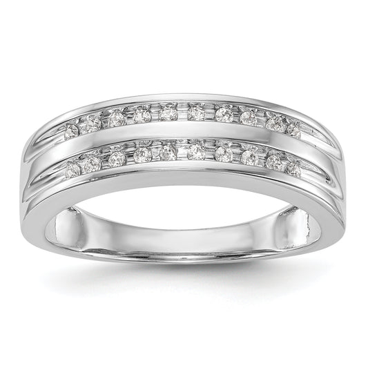 14K White Gold Diamond Men's Band