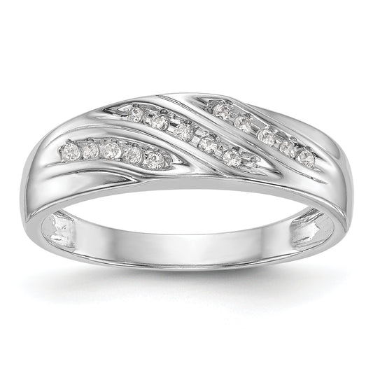 14K White Gold Diamond Men's Band