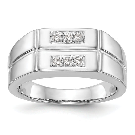 14K White Gold Diamond Men's Band