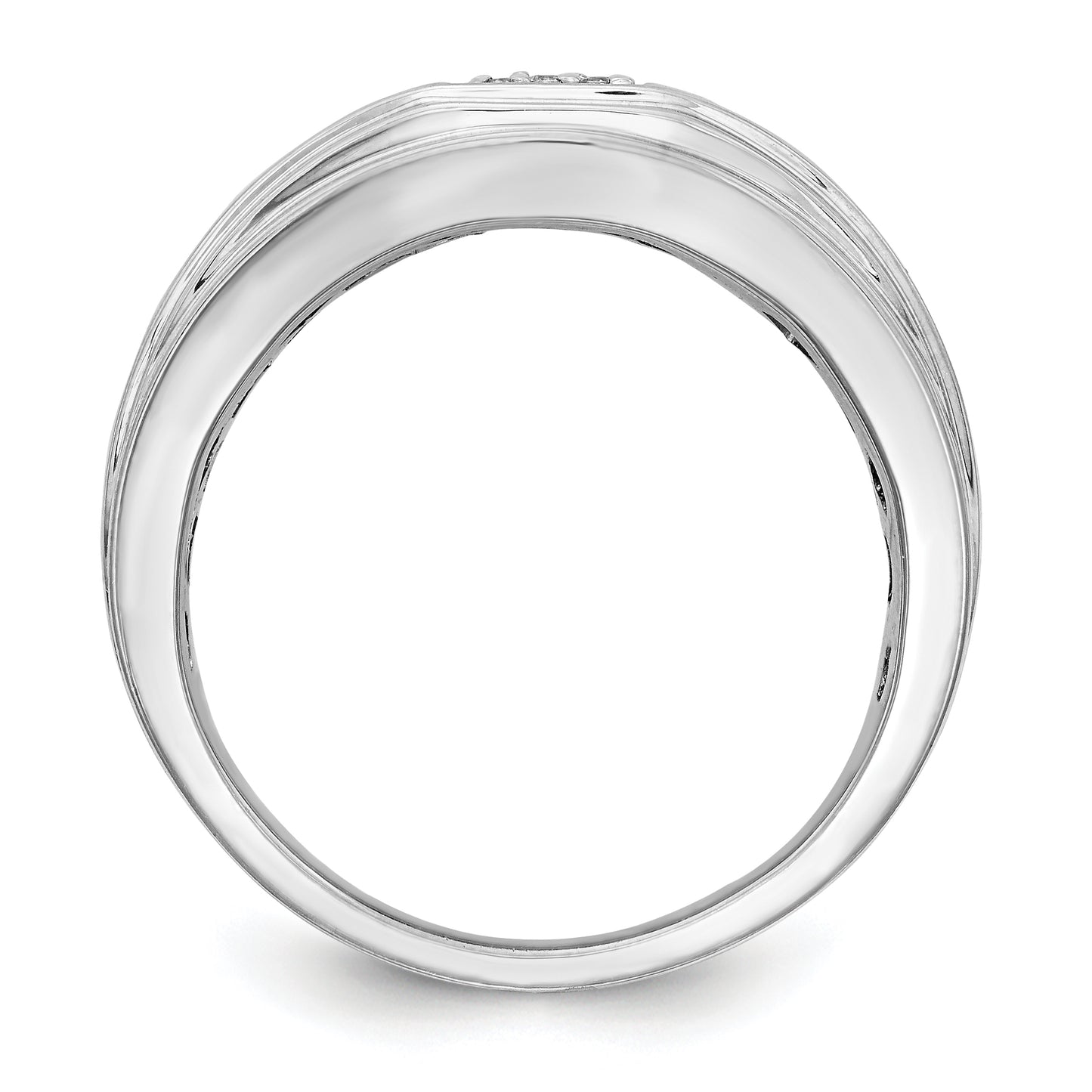 14K White Gold Diamond Men's Band