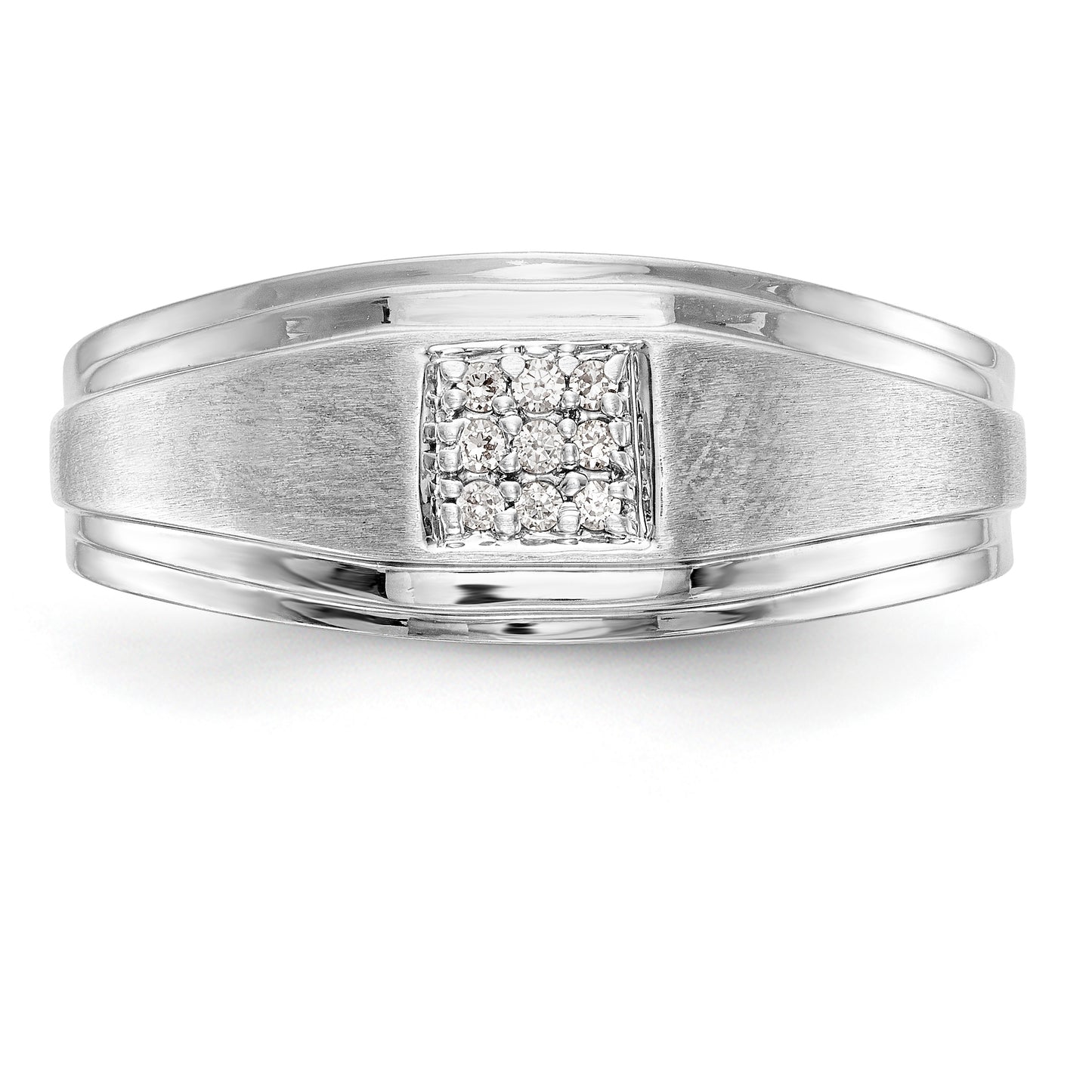 14K White Gold Diamond Men's Band