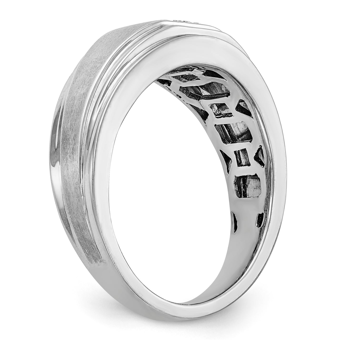 14K White Gold Diamond Men's Band