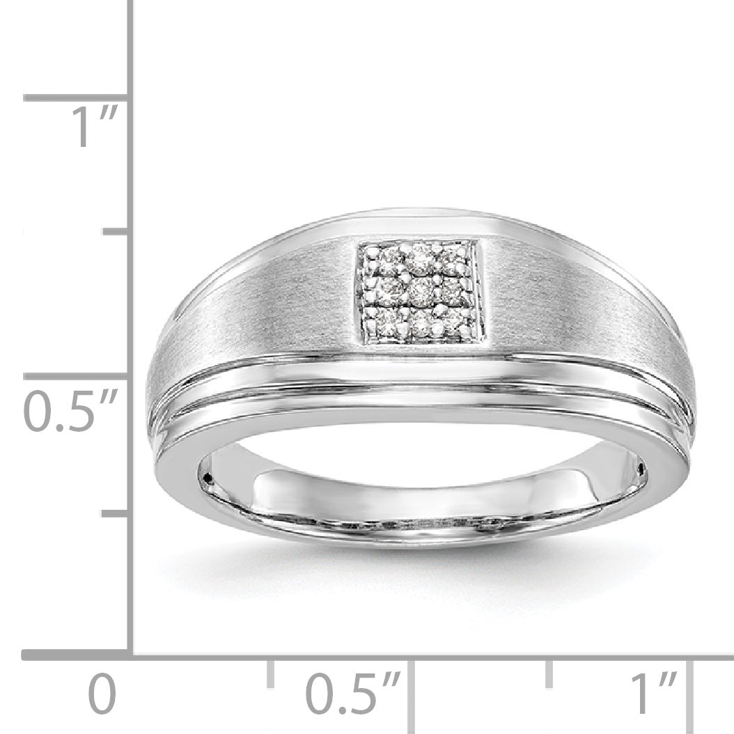 14K White Gold Diamond Men's Band