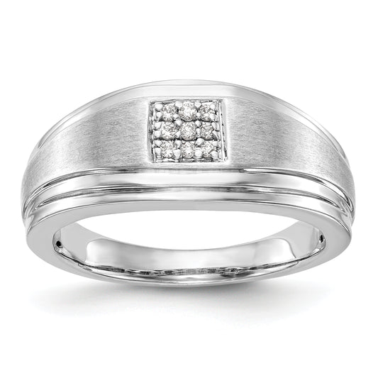 14K White Gold Diamond Men's Band