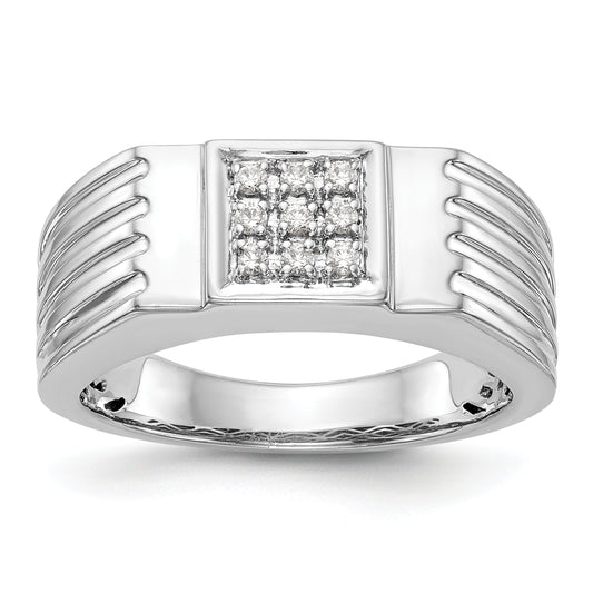 14K White Gold Diamond Men's Band