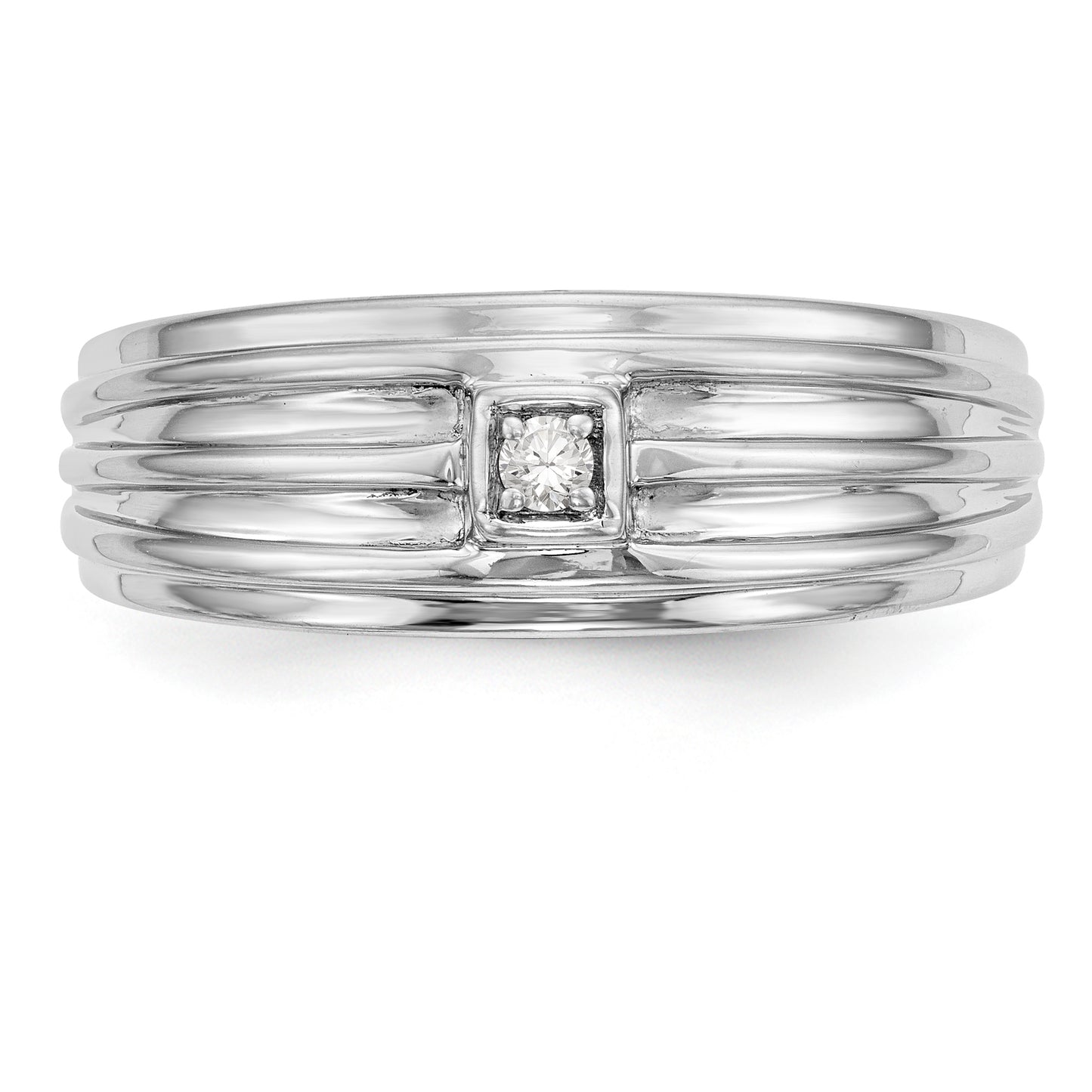 14K White Gold Diamond Men's Band