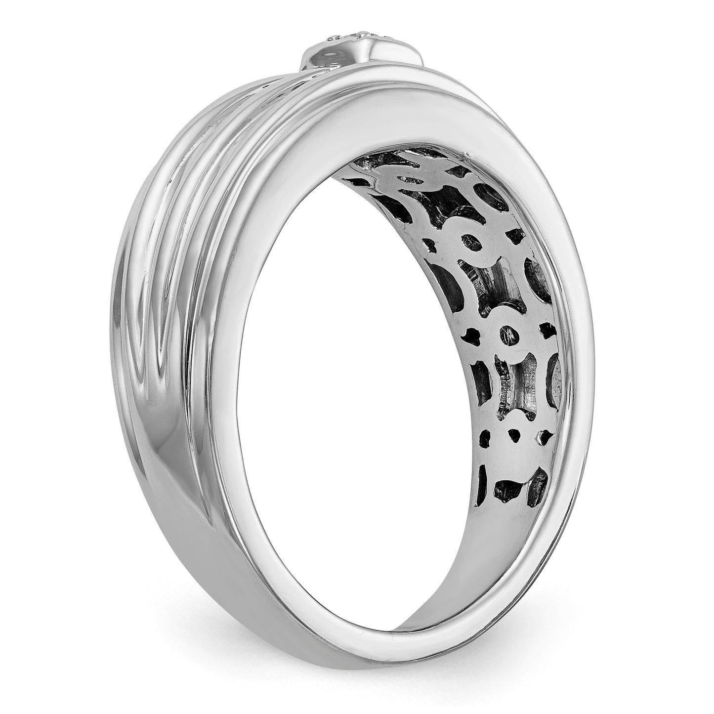 14K White Gold Diamond Men's Band