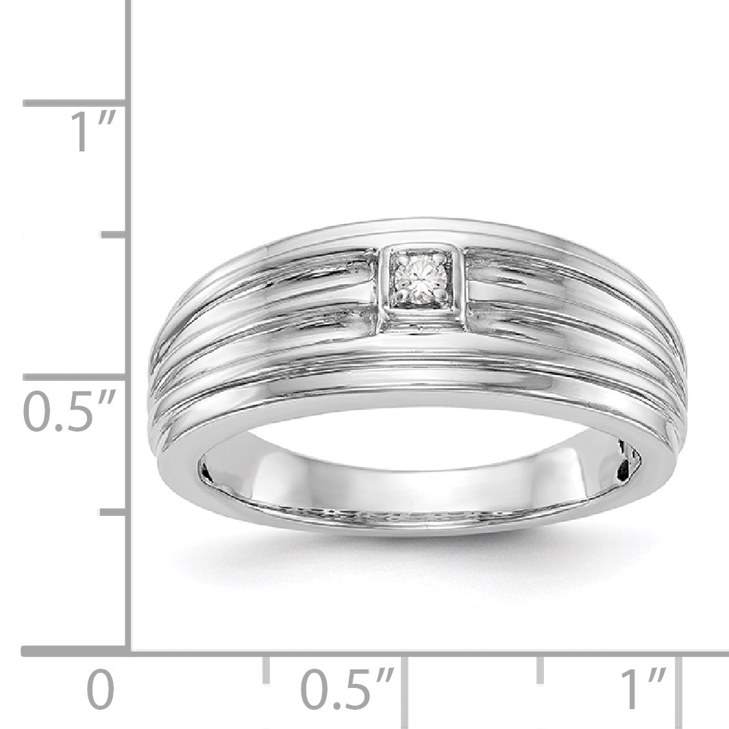 14K White Gold Diamond Men's Band