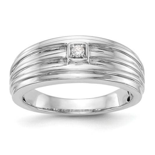 14K White Gold Diamond Men's Band