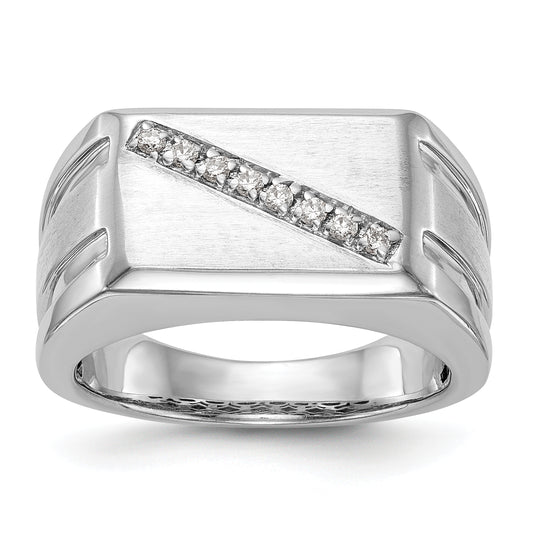 14K White Gold Diamond Men's Band