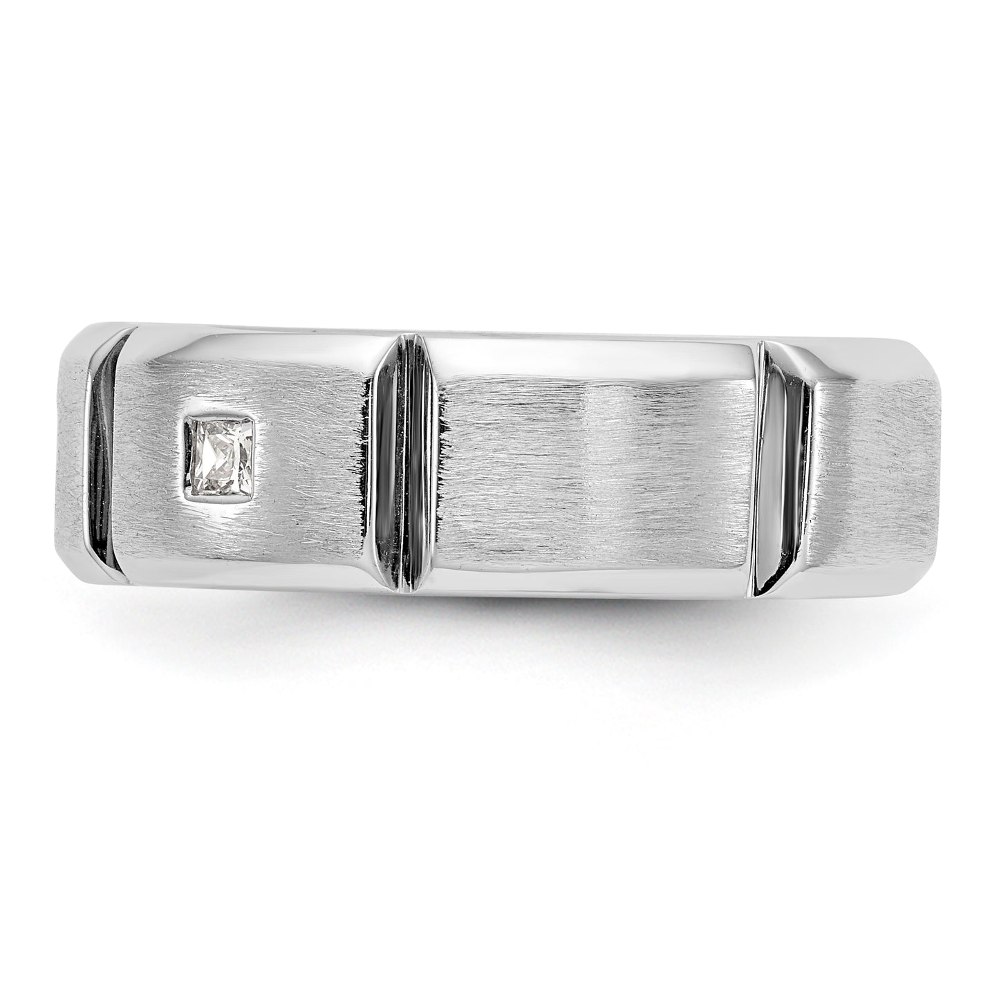 14K White Gold Diamond Men's Band