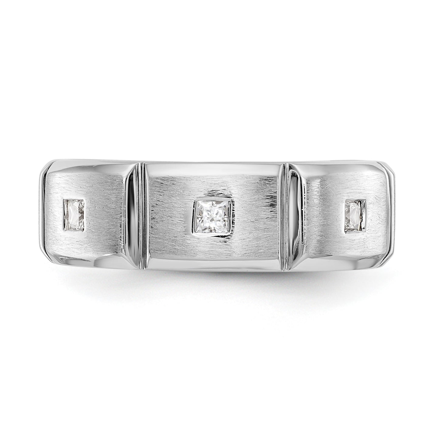 14K White Gold Diamond Men's Band