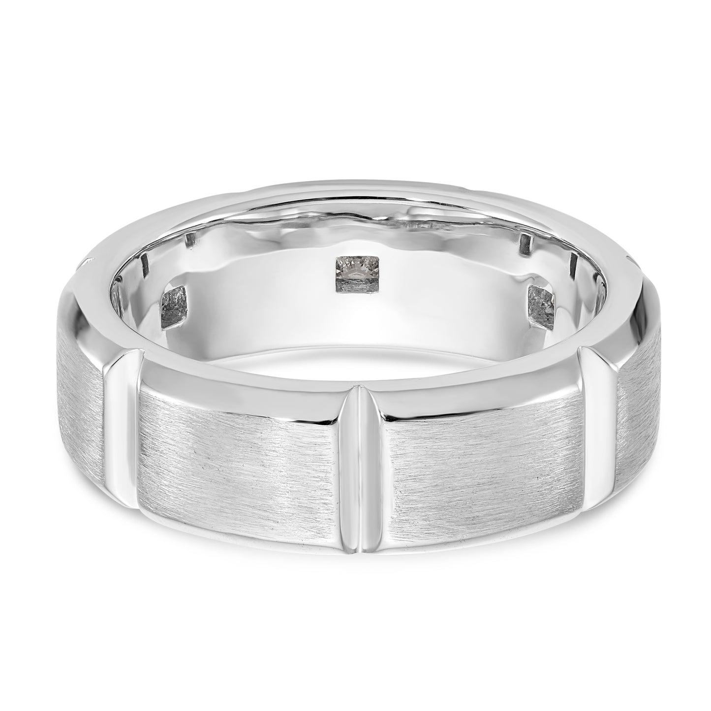 14K White Gold Diamond Men's Band