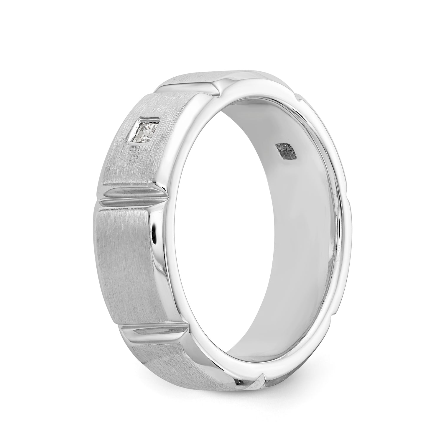 14K White Gold Diamond Men's Band