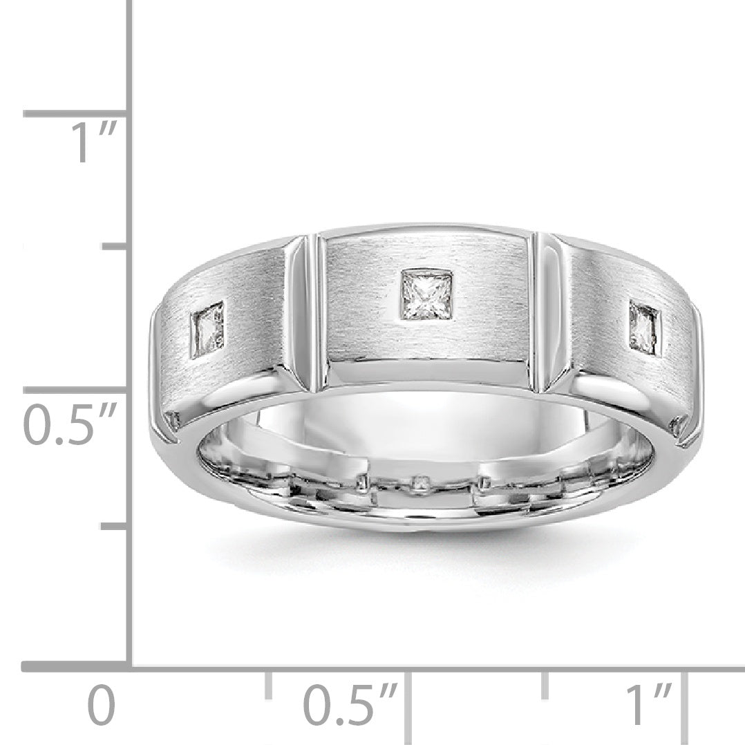 14K White Gold Diamond Men's Band