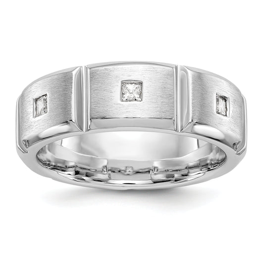 14K White Gold Diamond Men's Band