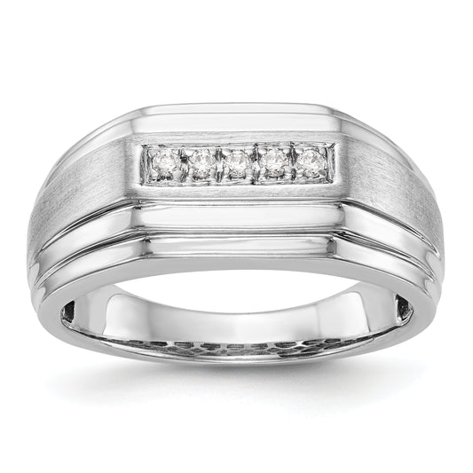 14K White Gold Diamond Men's Band