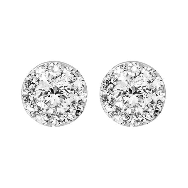 Certified 1 1/3 CTW Diamond Halo-Styled Stud Earrings in 14kt White Gold