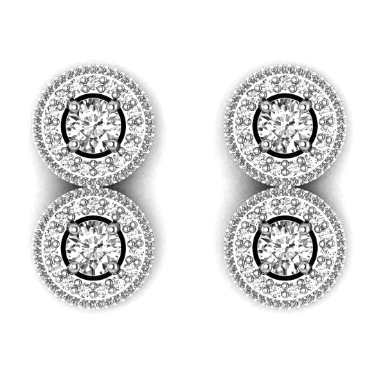 14KW AAA Diamond 2 stone Earring Semi Mount   3.5 mm center stones