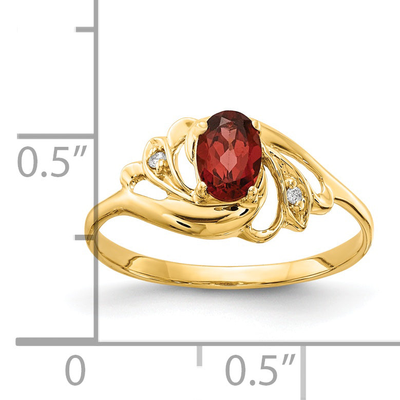 14k 6x4mm Oval Garnet Checker AA Diamond ring