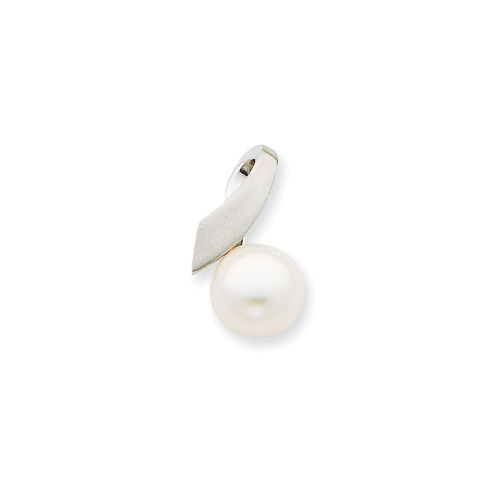 14k Yellow Gold Diamond Satin Pearl Pendant