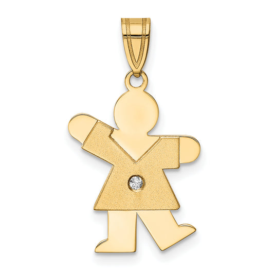 14k AAA Diamond kid pendant