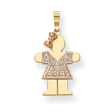 14k Two tone AAA Diamond kid pendant