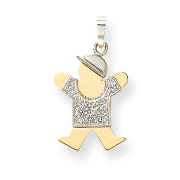 14k Two tone A Diamond kid pendant