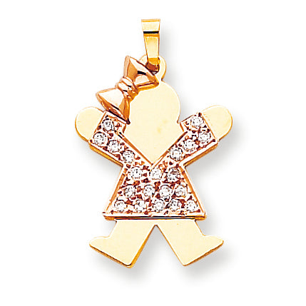 14k Two tone VS Diamond kid pendant