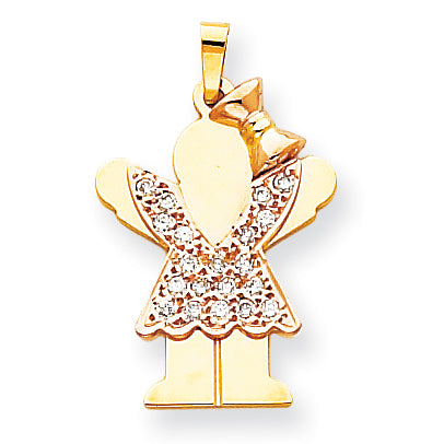 14k Two tone A Diamond kid pendant