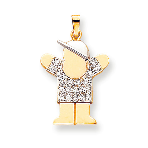 14k Two tone AA Diamond kid pendant