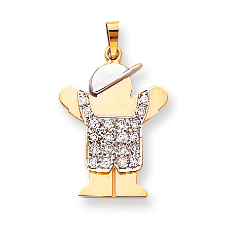 14k Two tone VS Diamond kid pendant