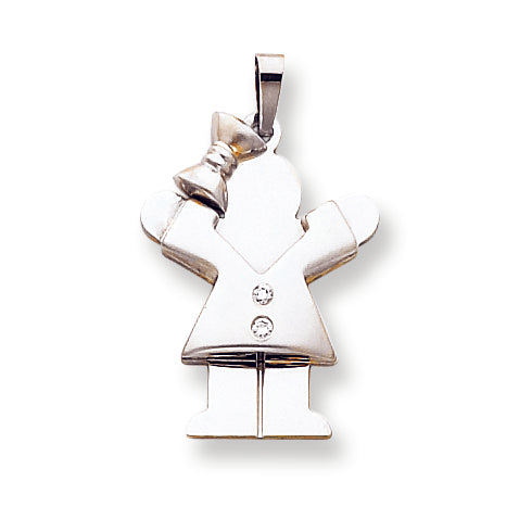 14k White Gold A Diamond kid pendant