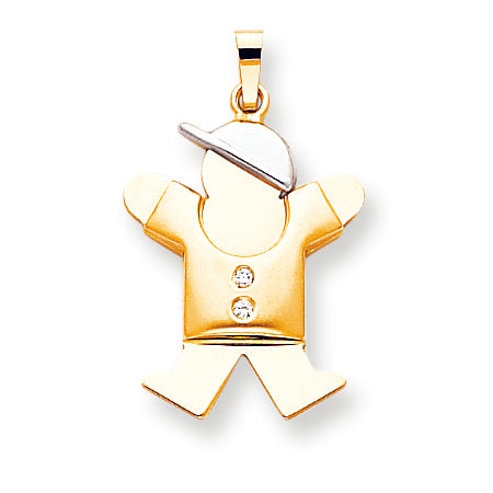 14k Two tone AA Diamond kid pendant