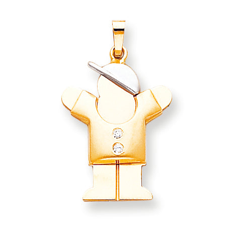 14k Two tone VS Diamond kid pendant