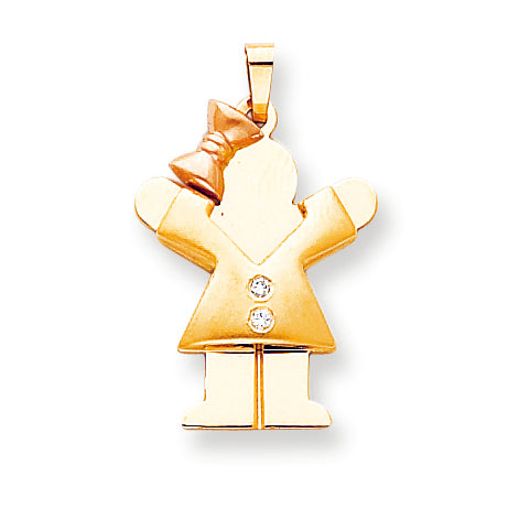 14k Two tone A Diamond kid pendant