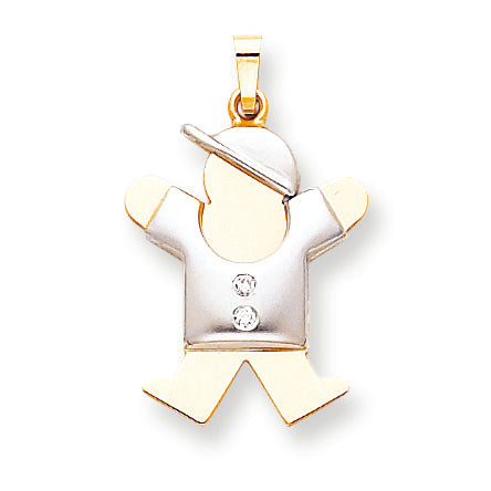 14k Two tone AAA Diamond kid pendant